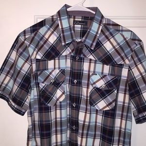 7 Diamonds large, short sleeve, button down